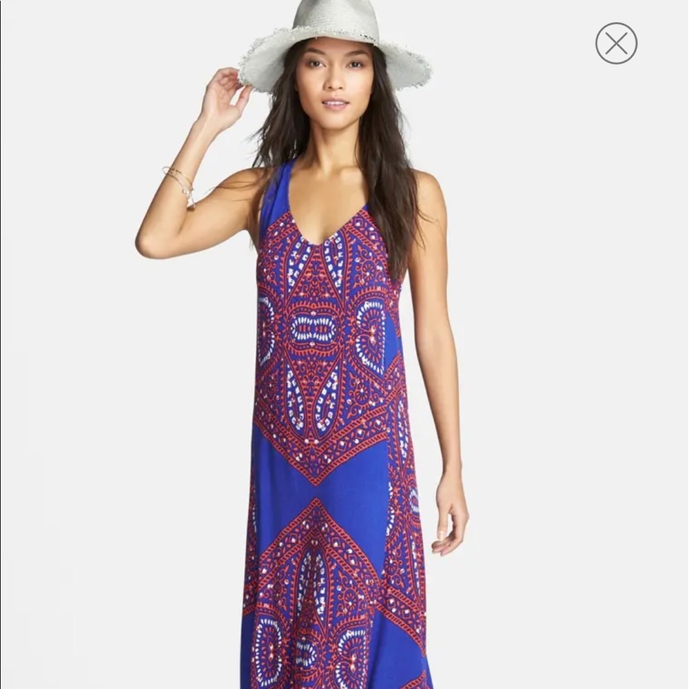 Ella Moss maxi dress sundress blue red Medium